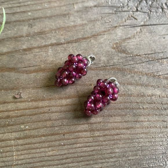 GARNET Grape Pendants + Black Cord Necklace - Picture 2 of 4